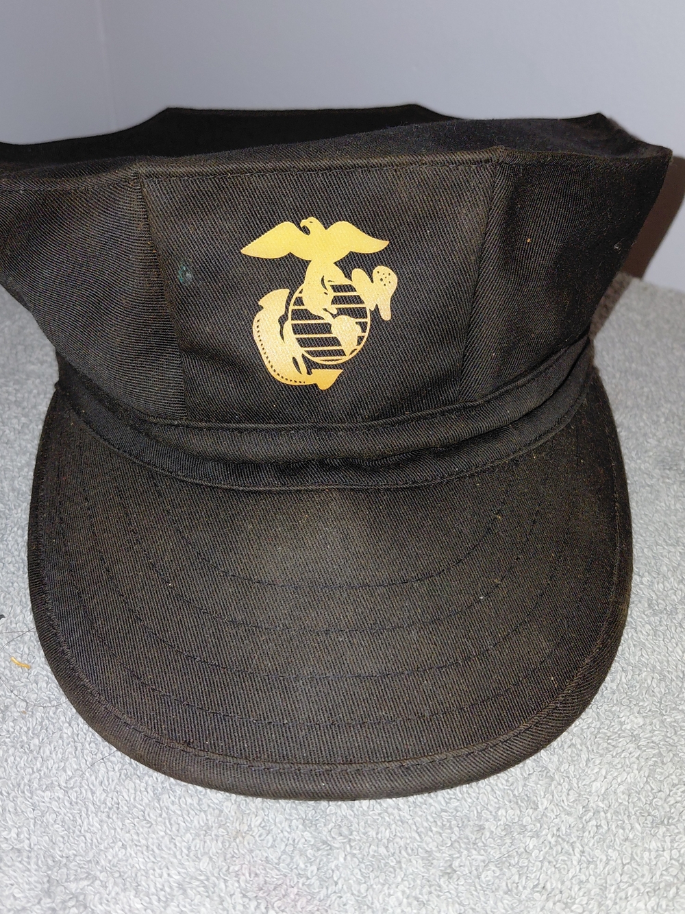 VTG USMC 8-point Utility Cap - Black With Gold Emblem